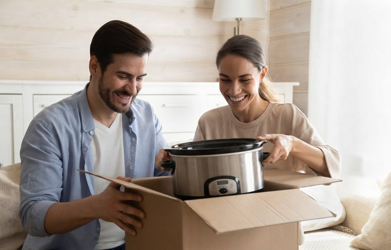 Customers unboxing an order